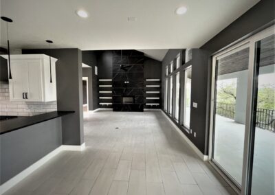 modern home interior with black, white and dark grey color scheme